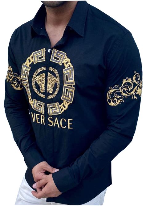 versace button down shirts|long sleeve Versace shirt.